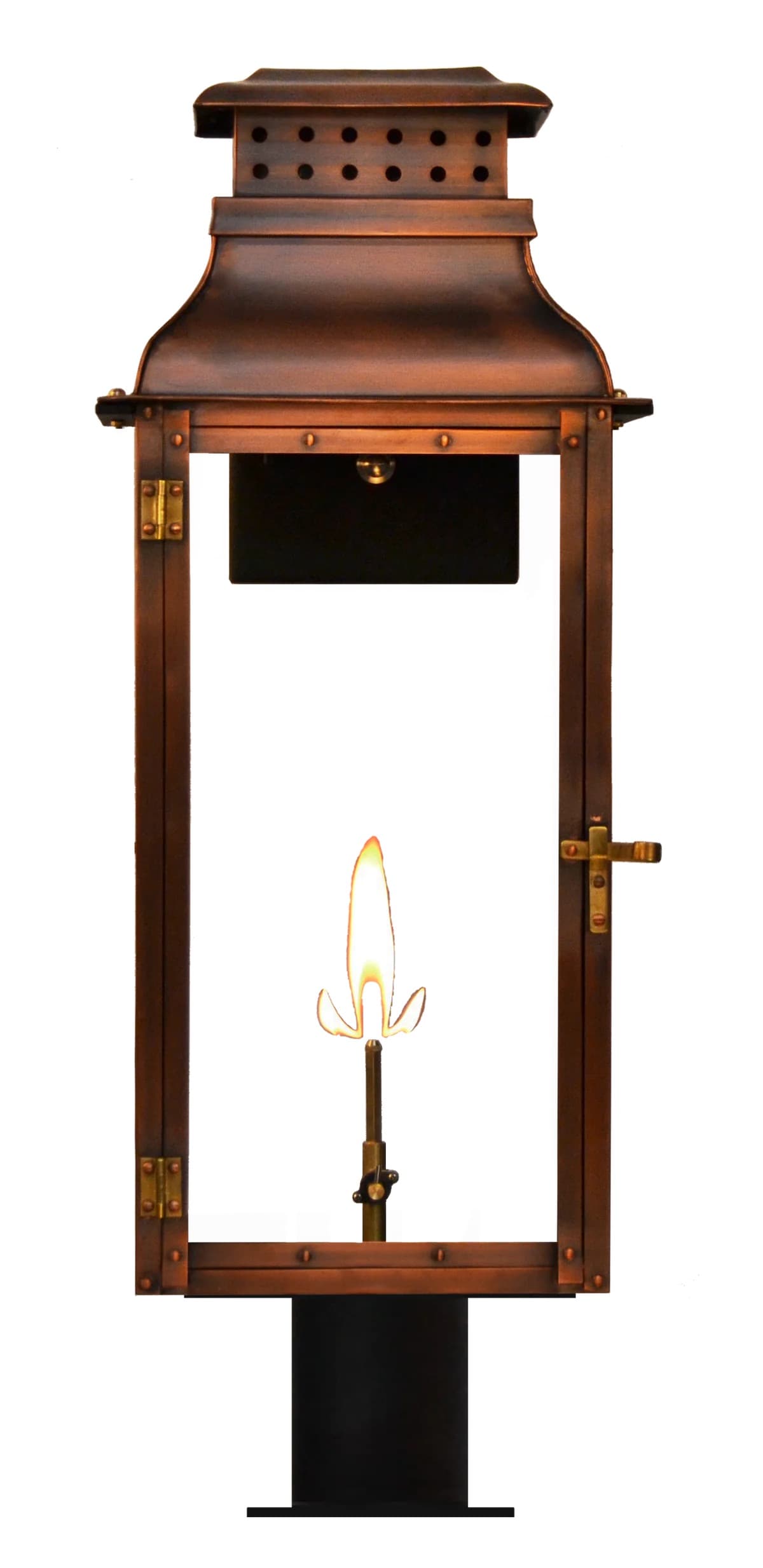 Palmetto Street Post Mount Natural Gas Lantern — Antique Copper, 19" x 9"