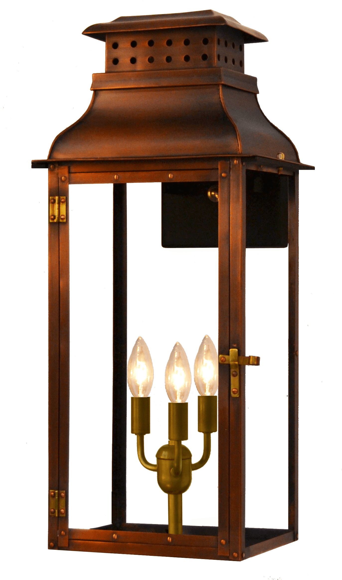 Palmetto Street Wall Mount Electric Lantern — Antique Copper, 23.5" x 10.5"