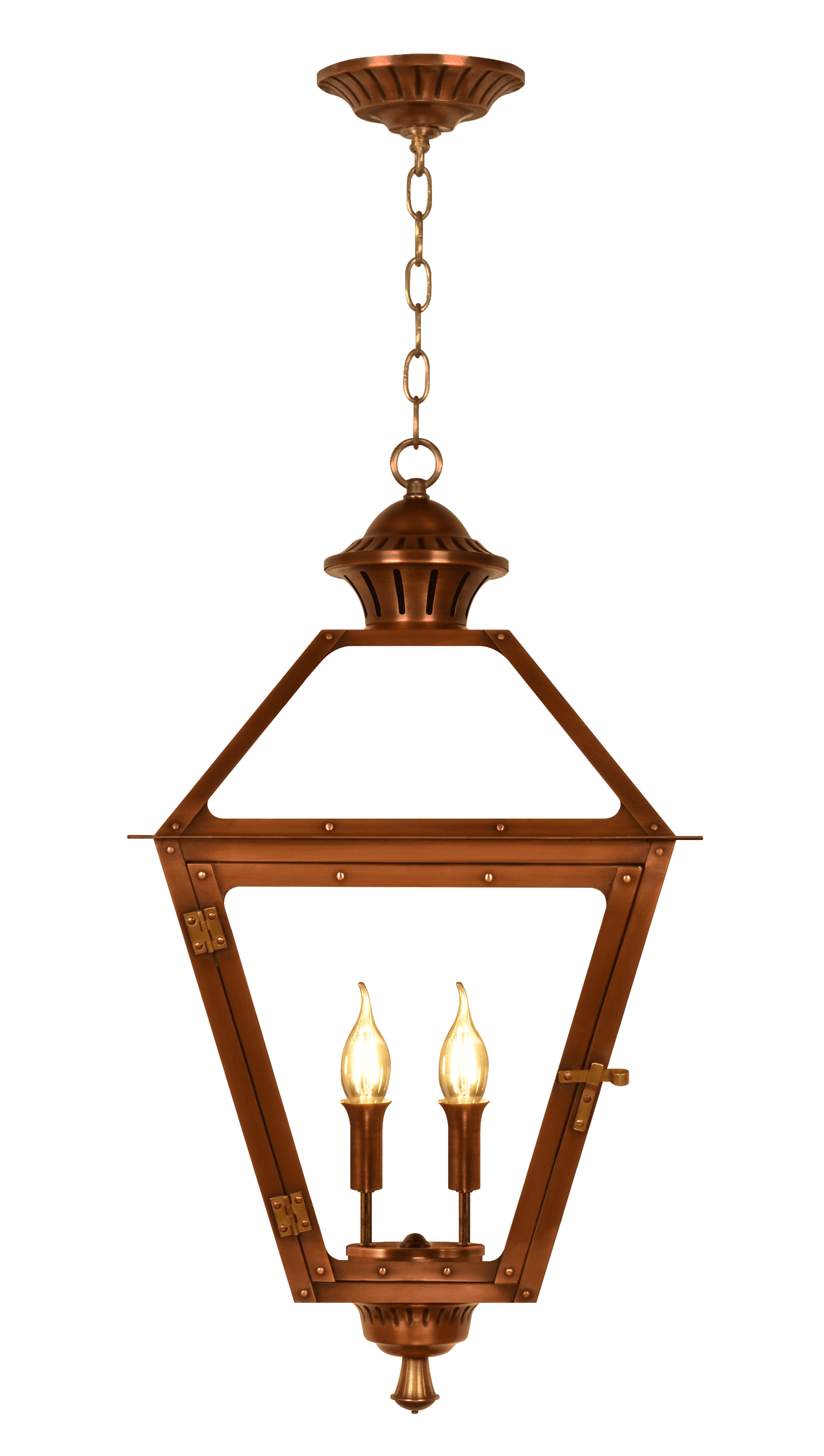 Amherst Ceiling Mount Electric Lantern — Antique Copper, 22.5" x 12"