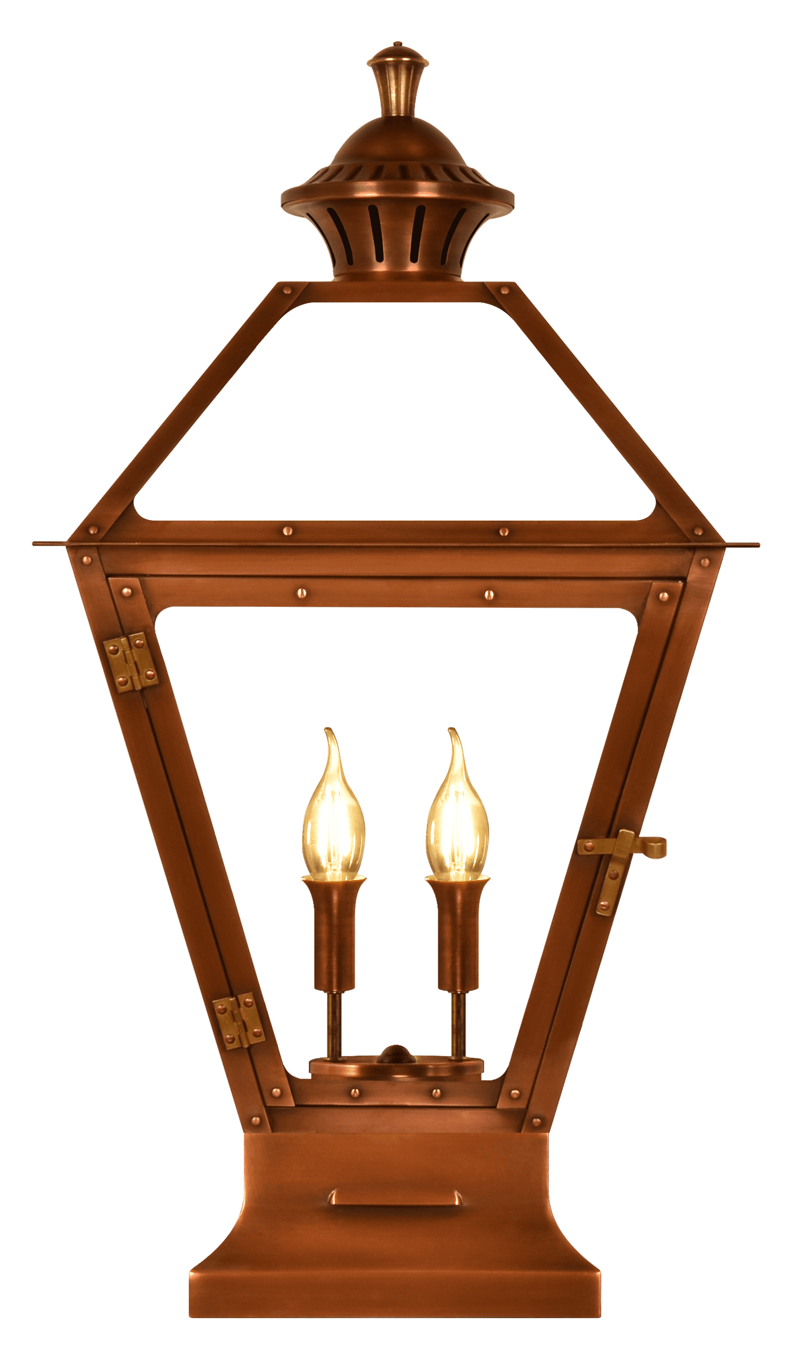 Amherst Post Mount Electric Lantern — Antique Copper, 22.5" x 12"